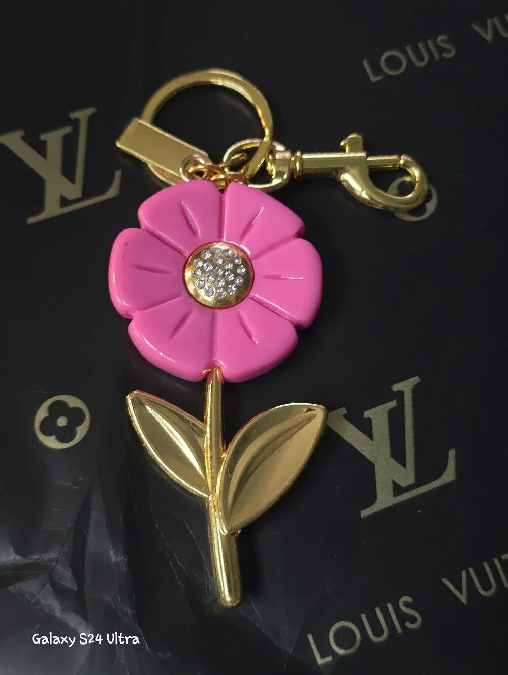 Pink Flower Bag Charm/ Keychain NEW